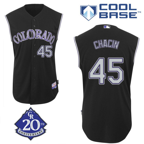 Jhoulys Chacin #45 MLB Jersey-Colorado Rockies Men's Authentic Alternate 2 Black Baseball Jersey